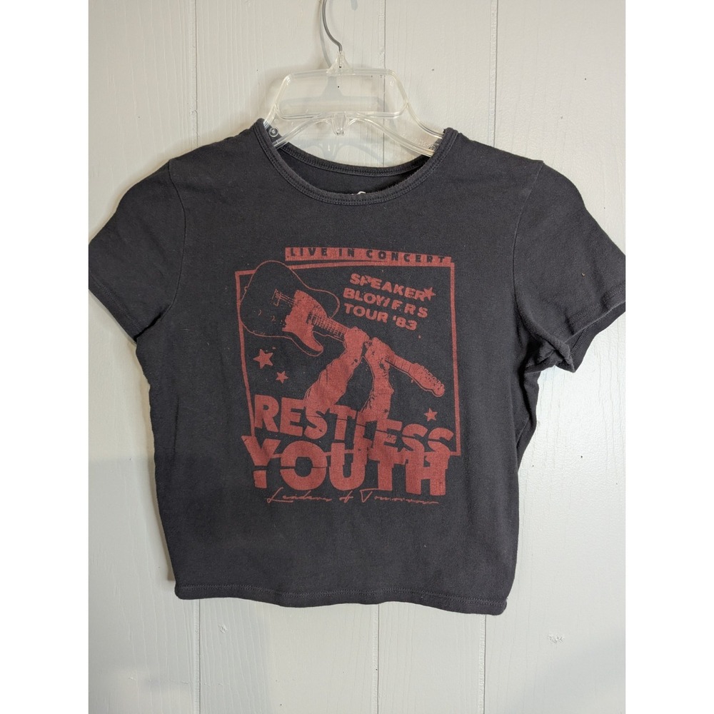 Hollister Y2K babydoll t-shirt juniors M crop top Restless Youth live in concert